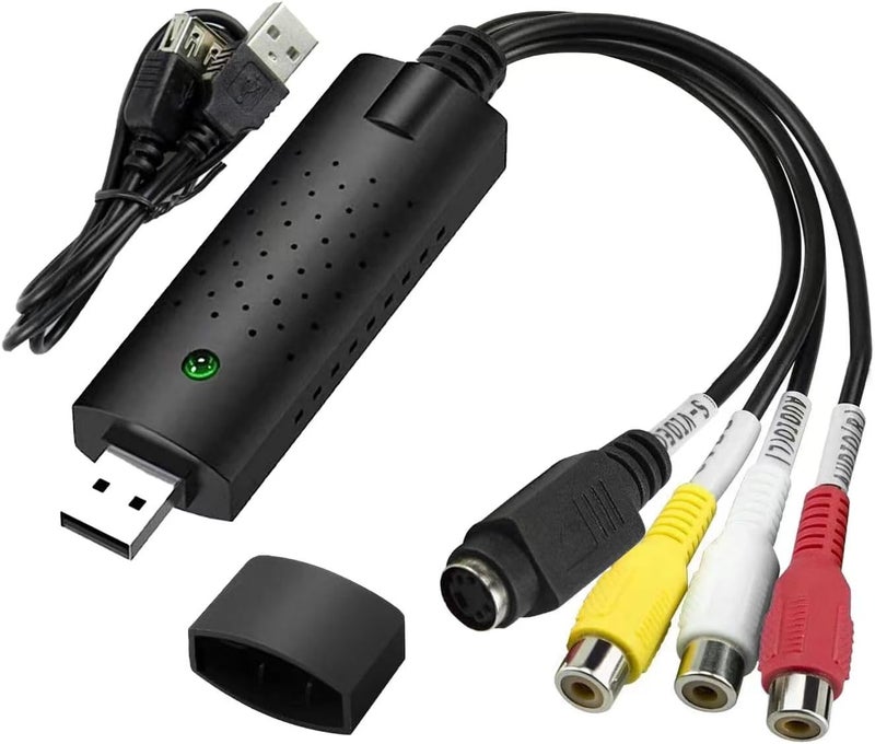 محول VHS إلى رقمي، بطاقة التقاط فيديو USB 2.0 جهاز التقاط فيديو وصوت USB 2.0 لتحويل أشرطة VHS القديمة وMini DV وHi8 وDVD وVCR إلى رقمي لأجهزة Mac والكمبيوتر الشخصي، يدعم أنظمة Windows 2000/10/8/7/Vista/XP/Android - Image 1