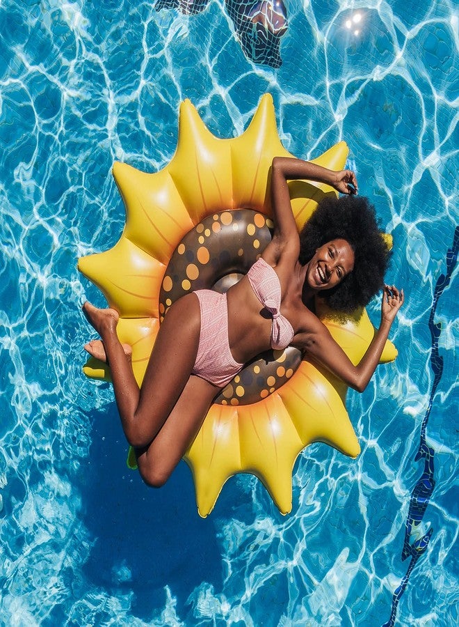 PoolCandy Giant Inflatable Sunflower Island Pool Float - Perfect for Parties and Relaxation. The Ultimate Swimming Pool Float. - Image 3