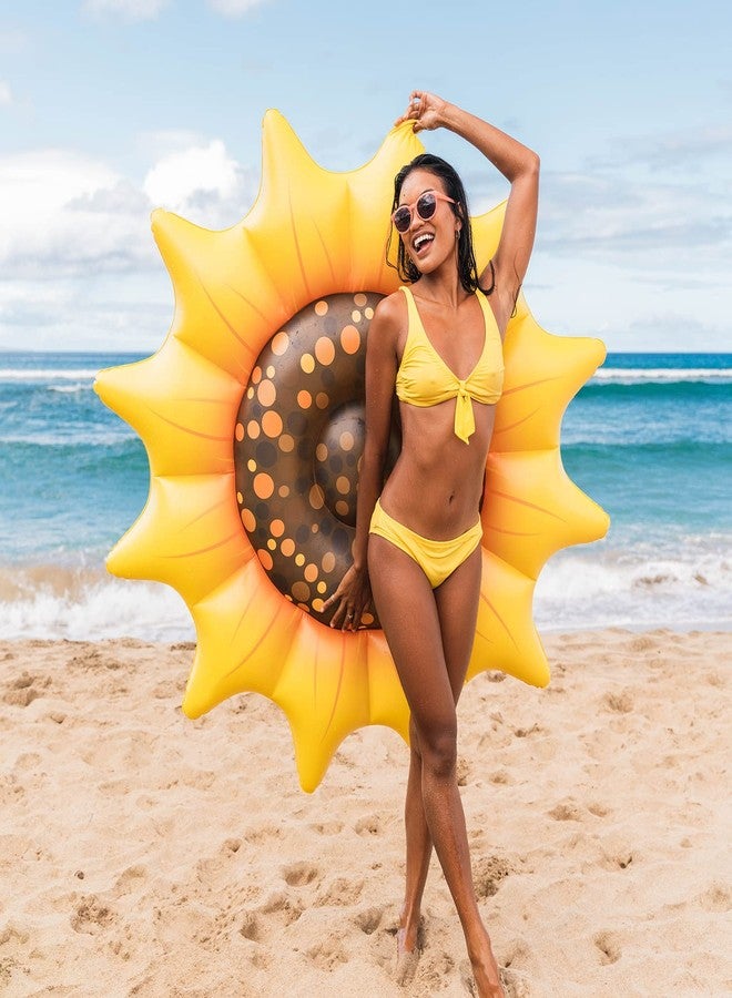 PoolCandy Giant Inflatable Sunflower Island Pool Float - Perfect for Parties and Relaxation. The Ultimate Swimming Pool Float. - Image 4