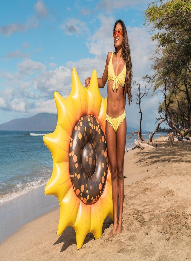 PoolCandy Giant Inflatable Sunflower Island Pool Float - Perfect for Parties and Relaxation. The Ultimate Swimming Pool Float. - Image 2