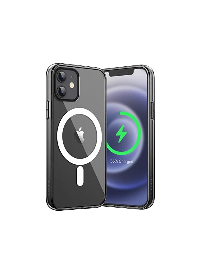 جي تيك حافظة JETech المغناطيسية لهاتف iPhone 12 mini مقاس 5.4 بوصة متوافقة مع الشحن اللاسلكي MagSafe، وغطاء ممتص للصدمات للهاتف، وظهر شفاف مضاد للخدش (أسود) - Image 1