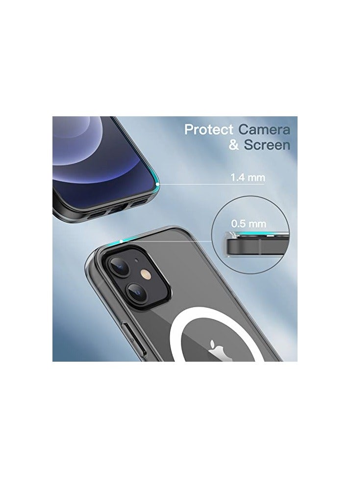 جي تيك حافظة JETech المغناطيسية لهاتف iPhone 12 mini مقاس 5.4 بوصة متوافقة مع الشحن اللاسلكي MagSafe، وغطاء ممتص للصدمات للهاتف، وظهر شفاف مضاد للخدش (أسود) - Image 4