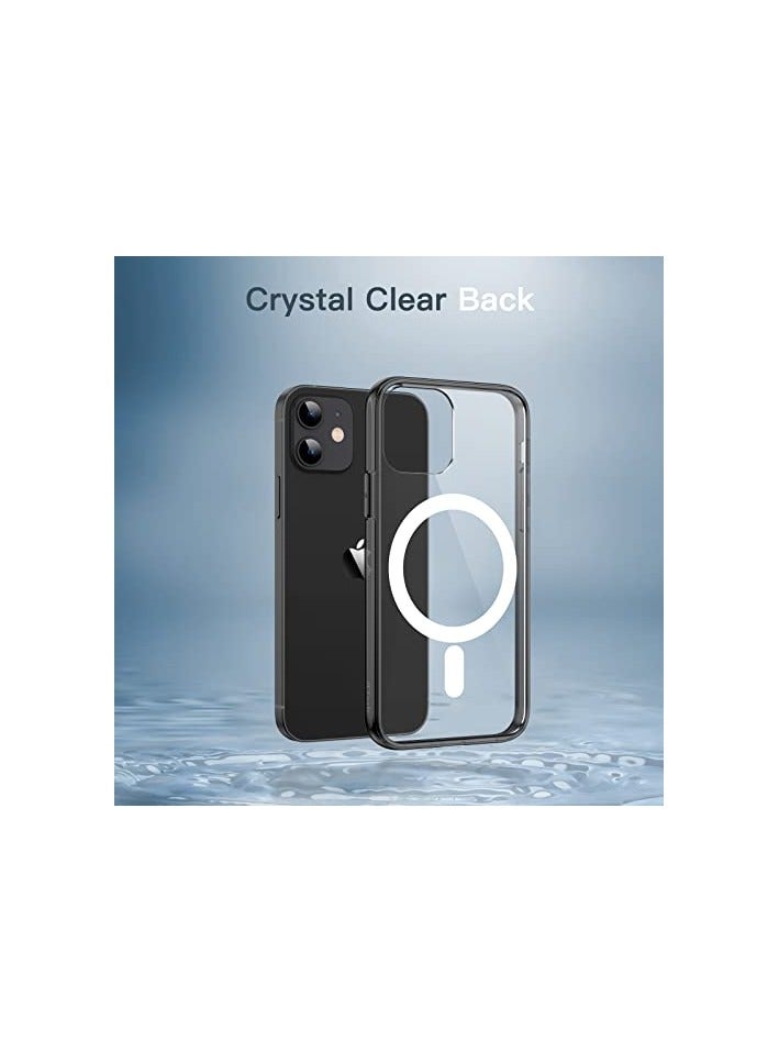 جي تيك حافظة JETech المغناطيسية لهاتف iPhone 12 mini مقاس 5.4 بوصة متوافقة مع الشحن اللاسلكي MagSafe، وغطاء ممتص للصدمات للهاتف، وظهر شفاف مضاد للخدش (أسود) - Image 3