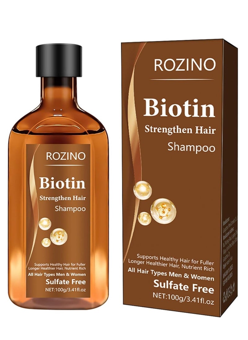 Rozino شامبو البيوتين، علاج تكثيف الشعر مع زيت الخروع، زيت إكليل الجبل، والكيراتين - شامبو مكثف للشعر الجاف والتالف - مثالي للنساء والرجال ذوي الشعر الخفيف 100غ - Image 1