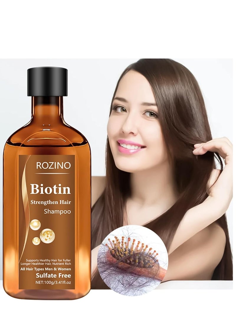 Rozino شامبو البيوتين، علاج تكثيف الشعر مع زيت الخروع، زيت إكليل الجبل، والكيراتين - شامبو مكثف للشعر الجاف والتالف - مثالي للنساء والرجال ذوي الشعر الخفيف 100غ - Image 4