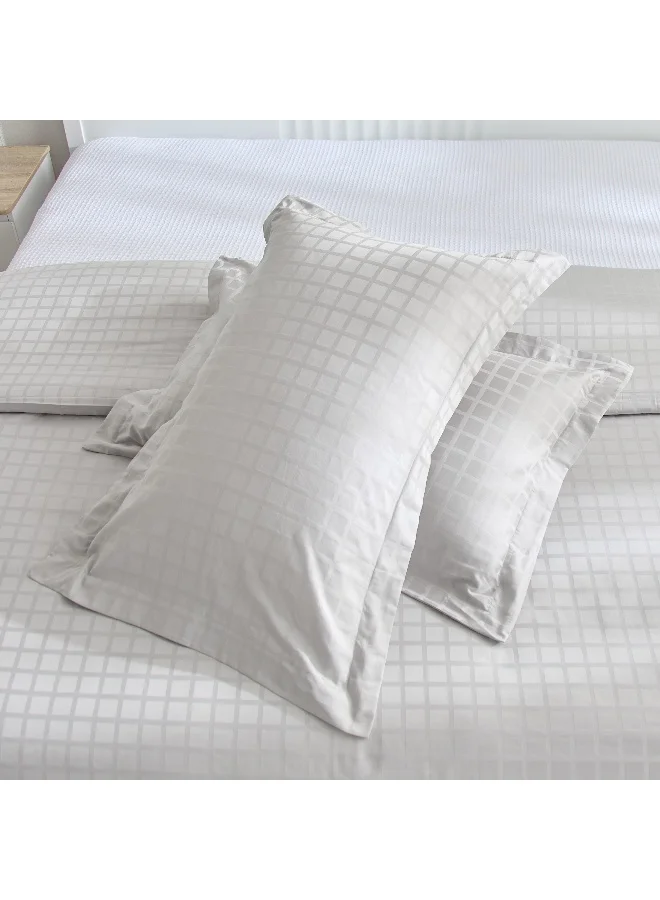 Home Box Opulent Luxe 3-Piece Cotton Solid Dobby Queen King Duvet Cover Set - 220x220 cm