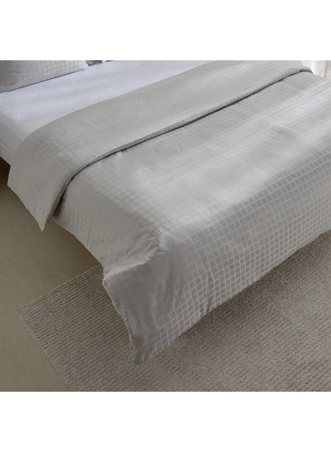 Home Box Opulent Luxe 3-Piece Cotton Solid Dobby Queen King Duvet Cover Set - 220x220 cm