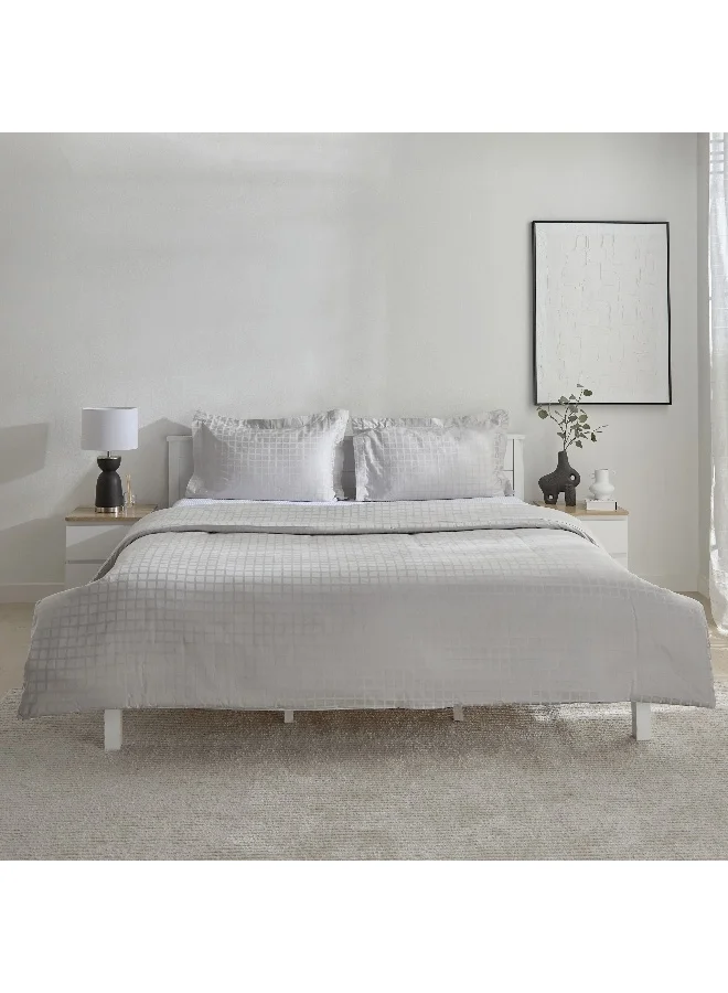 Home Box Opulent Luxe 3-Piece Cotton Solid Dobby Queen King Duvet Cover Set - 220x220 cm