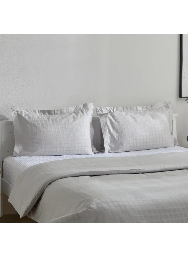Home Box Opulent Luxe 3-Piece Cotton Solid Dobby Queen King Duvet Cover Set - 220x220 cm