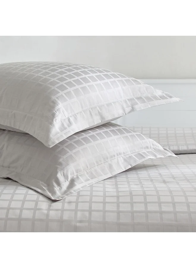 Home Box Opulent Luxe 3-Piece Cotton Solid Dobby Queen King Duvet Cover Set - 220x220 cm