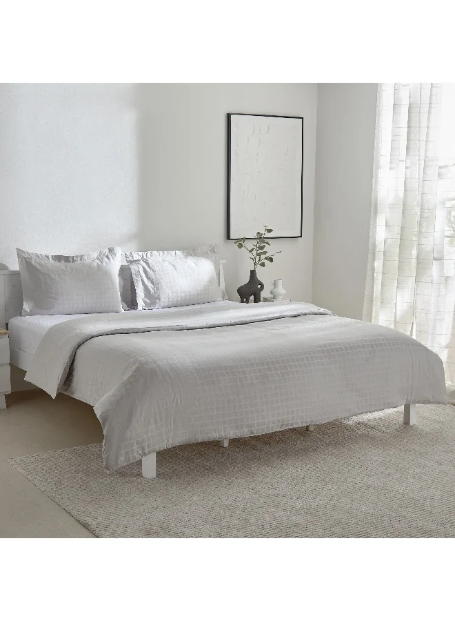 Home Box Opulent Luxe 3-Piece Cotton Solid Dobby Queen King Duvet Cover Set - 220x220 cm