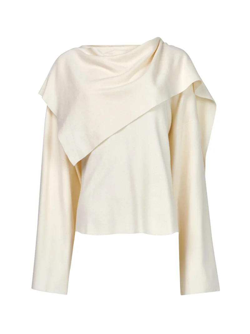 ليم كنزة مُحاكة بياقة على شكل وشاح