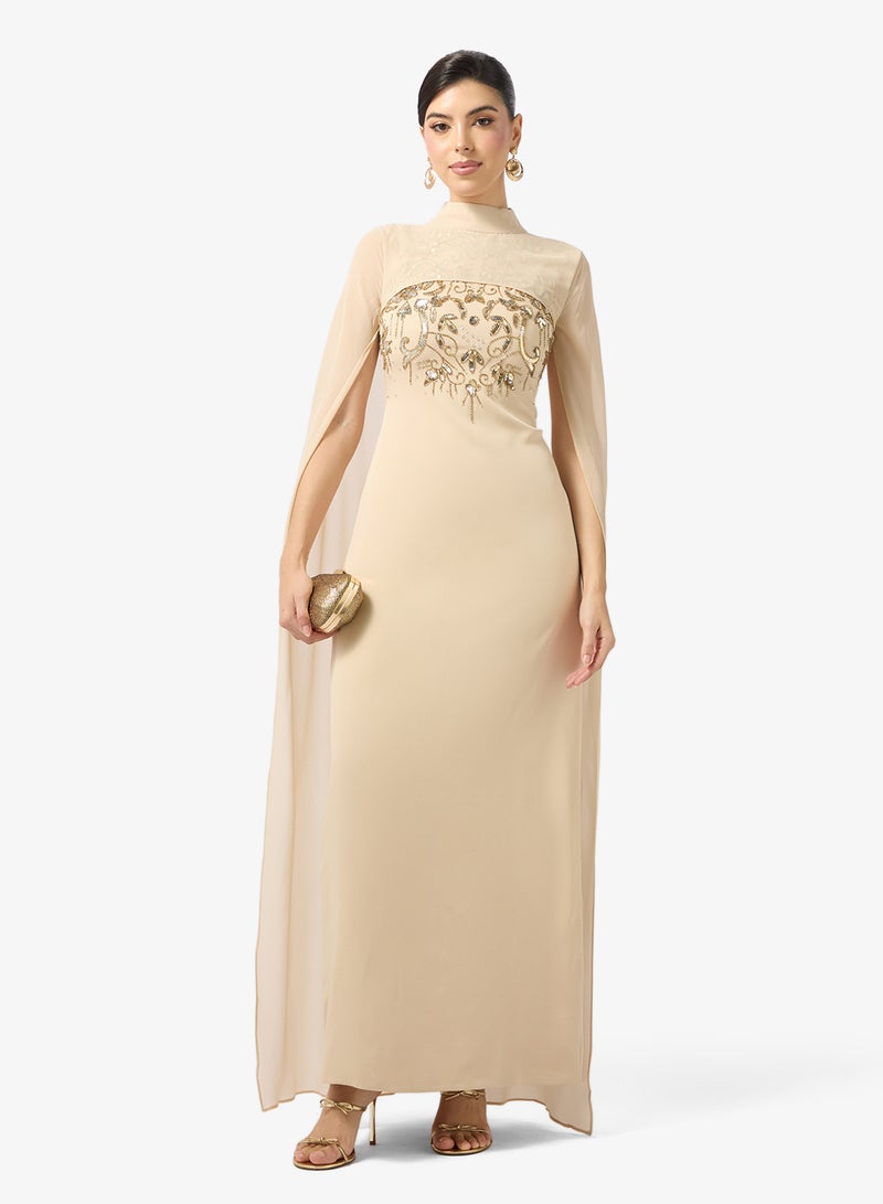 Frock and Frill embellished cape sleeve maxi dress - Image 4