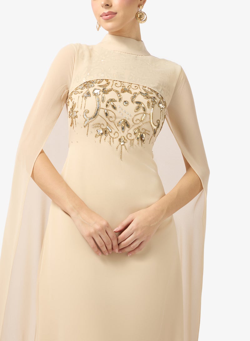 Frock and Frill embellished cape sleeve maxi dress - Image 3