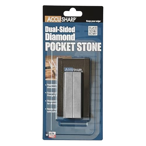 AccuSharp Pocket Stone Sharpener with Pouch, 3 Inch Dual-Sided Sharpening Stone for Knives, Fish Hooks, Camping, Hunting Knives, Restores, Repairs & Hones Blades, Diamond - Image 2