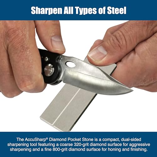 AccuSharp Pocket Stone Sharpener with Pouch, 3 Inch Dual-Sided Sharpening Stone for Knives, Fish Hooks, Camping, Hunting Knives, Restores, Repairs & Hones Blades, Diamond - Image 3