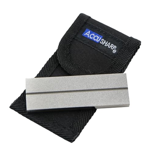 AccuSharp Pocket Stone Sharpener with Pouch, 3 Inch Dual-Sided Sharpening Stone for Knives, Fish Hooks, Camping, Hunting Knives, Restores, Repairs & Hones Blades, Diamond - Image 1