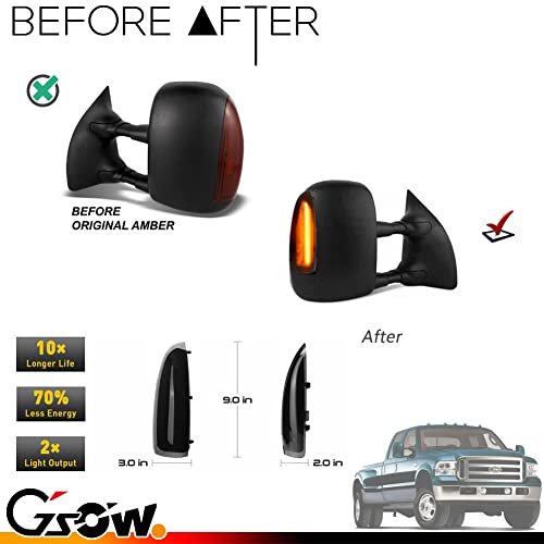 GSOWO 2 PCS LED Side Mirror Marker Lights for Ford 2003-2007 F250 F350 F450 F550 F650 Super Duty / 2000-2005 Excursion, LED Sequential Side Mirror Turn Signal Lamp Assembly - Switchback - Image 2