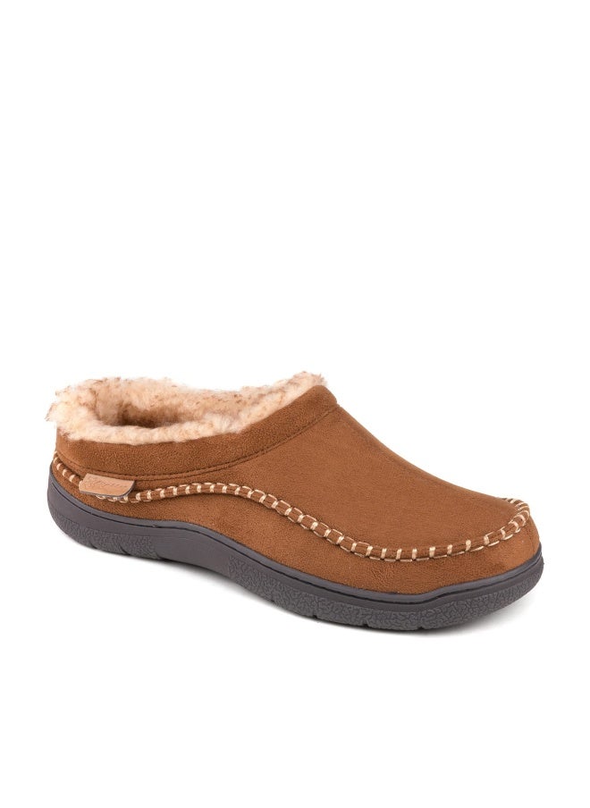 Zigzagger Men's Slip On Moccasin Slippers, Indoor/Outdoor Warm Fuzzy Comfy House Shoes, Fluffy Wide Loafer Slippers,Tan, 13-14 D(M) US - Image 1