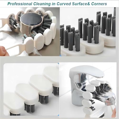 POPGIO Crevice Cleaning Brush Hard Bristle Grout Brush Scrub Brush Toilet Brush Cleaning Tools Cleaning Supplies for Household Use Bathroom Kitchen 3 Pcs (Black&White) - Image 2