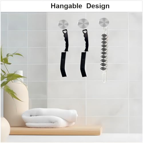 POPGIO Crevice Cleaning Brush Hard Bristle Grout Brush Scrub Brush Toilet Brush Cleaning Tools Cleaning Supplies for Household Use Bathroom Kitchen 3 Pcs (Black&White) - Image 5