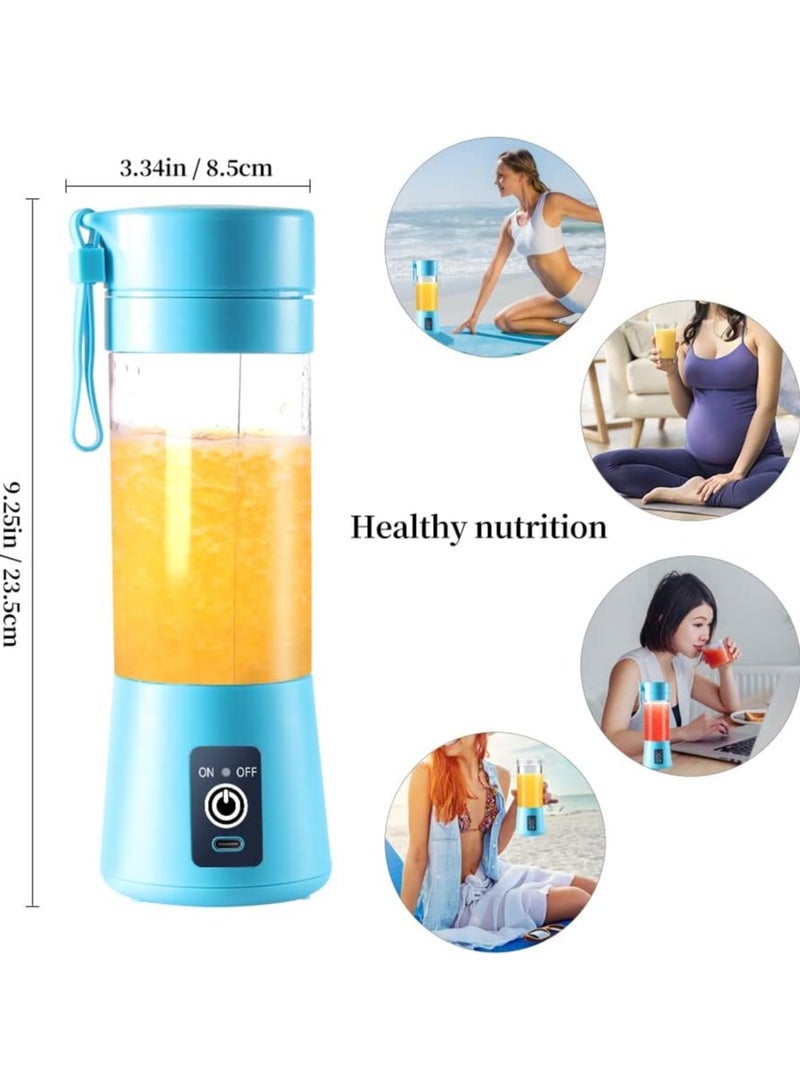 Scrolls Premium Quality Portable 6 Blade Blender Cup,Electric USB Juicer Blender,Mini Blender Portable Blender For Shakes and Smoothies, Juice, 380ml, Great for Mixing-Blue  - Image 5