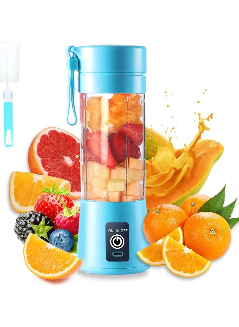 Scrolls Premium Quality Portable 6 Blade Blender Cup,Electric USB Juicer Blender,Mini Blender Portable Blender For Shakes and Smoothies, Juice, 380ml, Great for Mixing-Blue  - Image 1