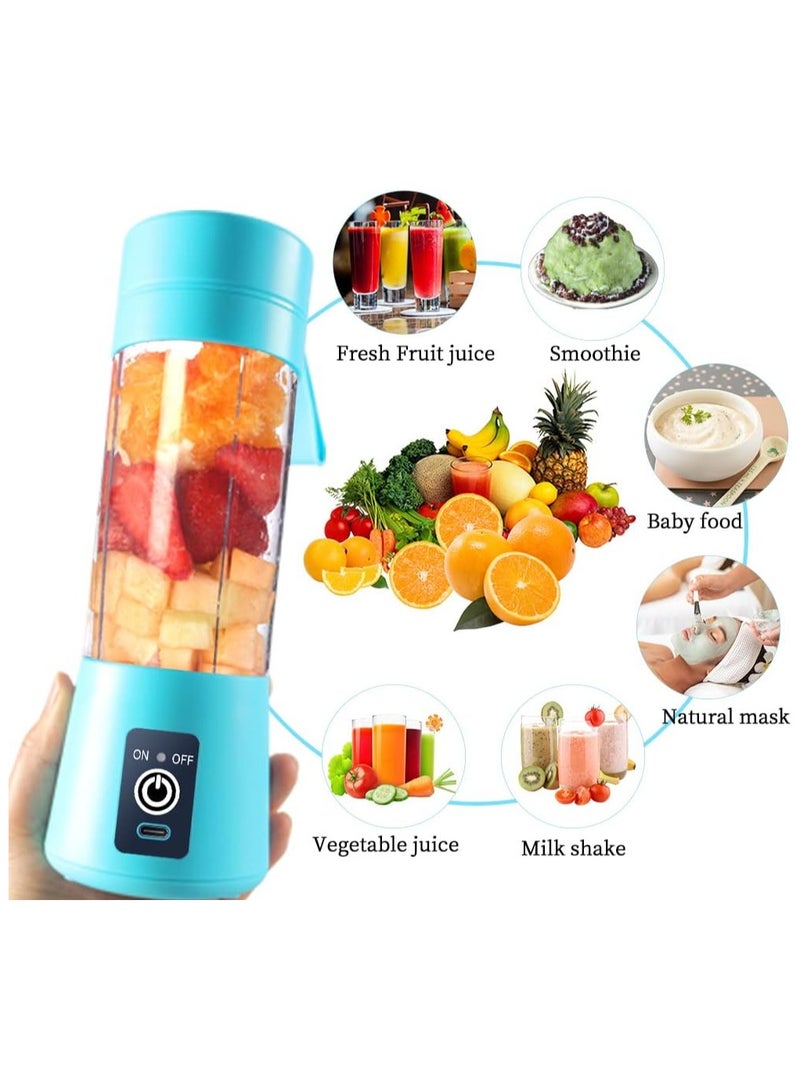 Scrolls Premium Quality Portable 6 Blade Blender Cup,Electric USB Juicer Blender,Mini Blender Portable Blender For Shakes and Smoothies, Juice, 380ml, Great for Mixing-Blue  - Image 3