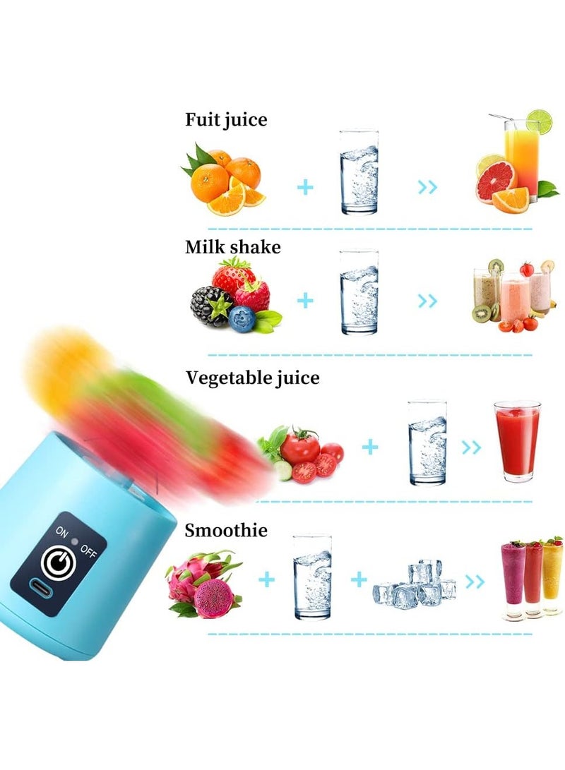 Scrolls Premium Quality Portable 6 Blade Blender Cup,Electric USB Juicer Blender,Mini Blender Portable Blender For Shakes and Smoothies, Juice, 380ml, Great for Mixing-Blue  - Image 4