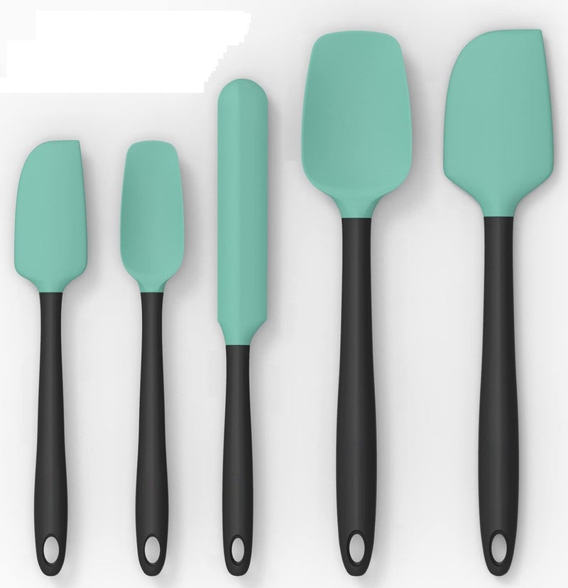 Turbid Silicone Spatula Set - Essential Cooking Utensils for Every Kitchen, Complete Cooking Utensils Set for Home Chefs, Bakers and Cooks Set of 5 (Aqua Green) - Image 1