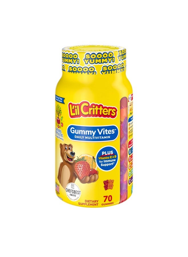 Lil Critters - L’il Critters Gummy Vites Daily Gummy Multivitamin for Kids, Vitamin C, D3 for Immune Support Cherry, Strawberry, Orange, Pineapple and Blueberry Flavors, 70 Count Gummies - Image 1