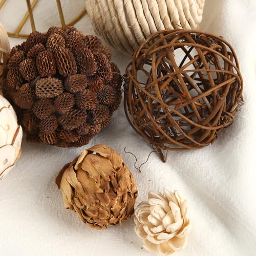CIR OASES Decorative Bowl & Vase Filler Balls for Home Decor, Set of 6 PCS Natural Tone Rattan Wicker Balls Centerpieces Decoration, Decorative Orbs Vase Bowl Filler for Table Centerpieces - Image 4