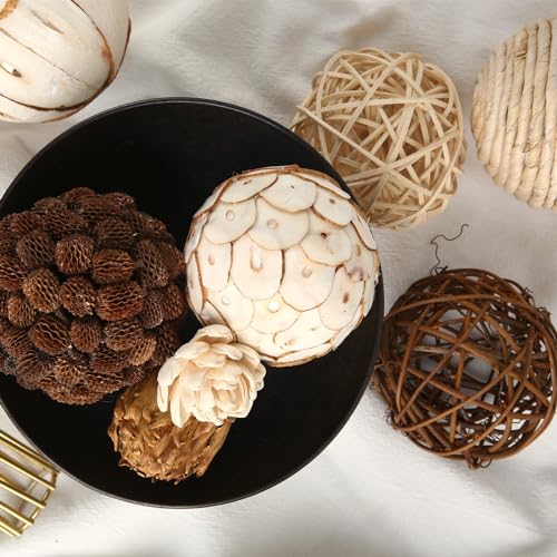 CIR OASES Decorative Bowl & Vase Filler Balls for Home Decor, Set of 6 PCS Natural Tone Rattan Wicker Balls Centerpieces Decoration, Decorative Orbs Vase Bowl Filler for Table Centerpieces - Image 3