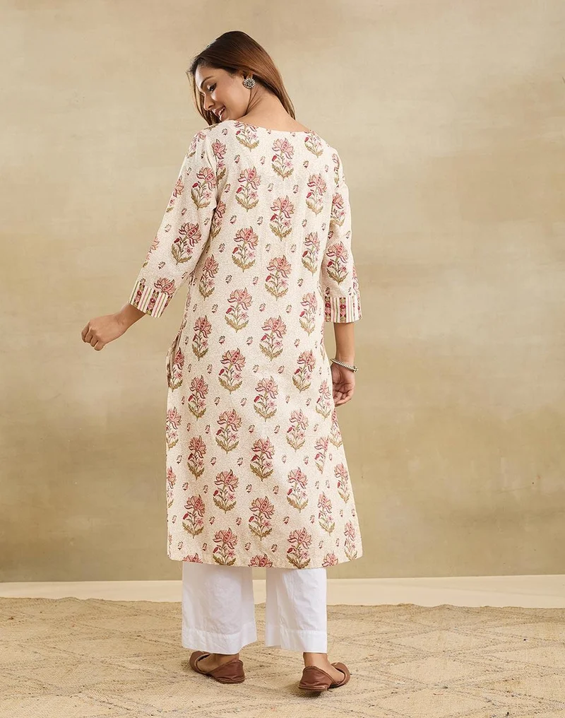 Fabindia  White Cotton Long Kurta for Women | Best Price UAE