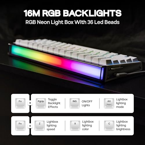 MechLands Aula Hero68 HE Wired Magnetic Gaming Keyboard, Rapid Hall Effect Keyboard with 0.01mm Adjustable Actuation, 8kHz Polling, 5-Layer Sound Dampening, RGB Lightbox & Backlit (White) - Image 4