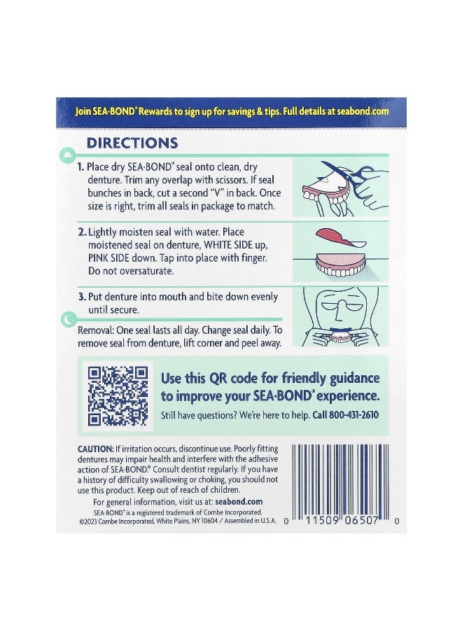 Sea-Bond SeaBond, Denture Adhesive Seals, Fresh Mint, 30 Uppers  - Image 2