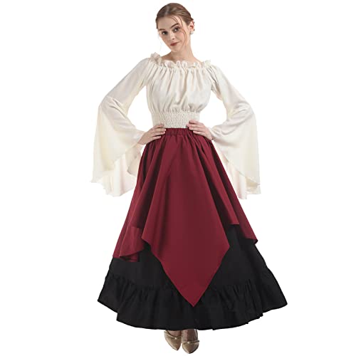 NSPSTT Women Medieval Costume Renaissance Dress Women Victorian Ball Gown Gothic Pirate Costume - Image 1