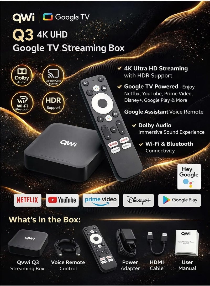 Android  Q3 Google 4K UHD  Streaming TV  Box- 32GB Storage - Image 2
