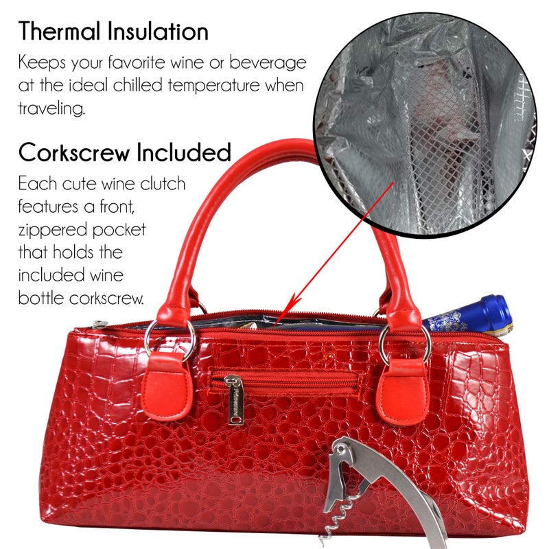 Primeware Wine Clutch Bag (Thermal Insulated) Trendy Womens Carry Tote | Holds Red & White 750Ml Bottles | Trendy Fashion | Incl. Portable Waiter-Style Corkscrew - Image 4