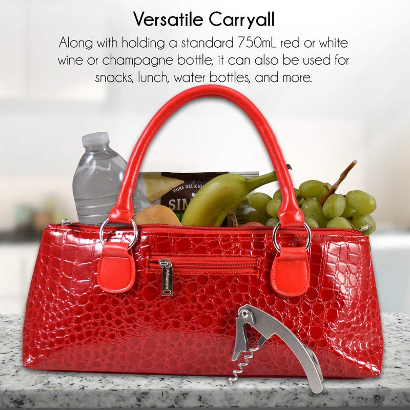 Primeware Wine Clutch Bag (Thermal Insulated) Trendy Womens Carry Tote | Holds Red & White 750Ml Bottles | Trendy Fashion | Incl. Portable Waiter-Style Corkscrew - Image 5