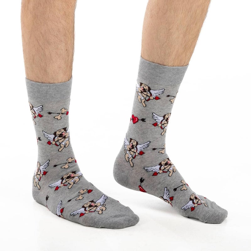 Good Luck Sock Men's Valentine's Day Cupid Pugs Socks, Adult, Shoe Size 7-12 - Image 2