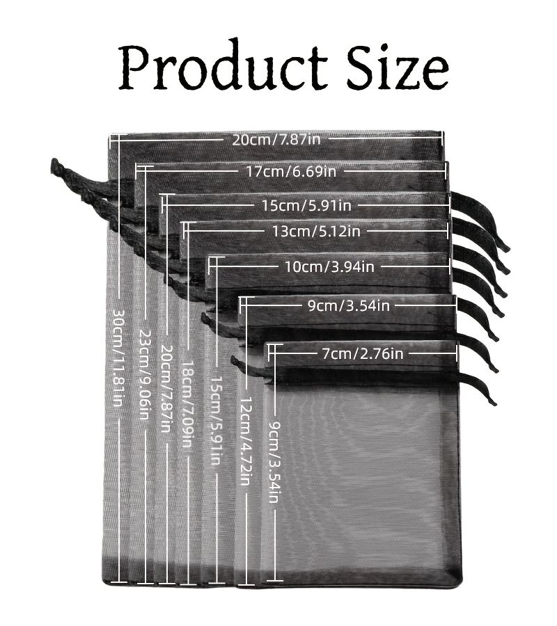 100pc Black 9x12 cm Mesh Drawstring Gift Bags Reusable for Party Favors Wrapping - Image 2