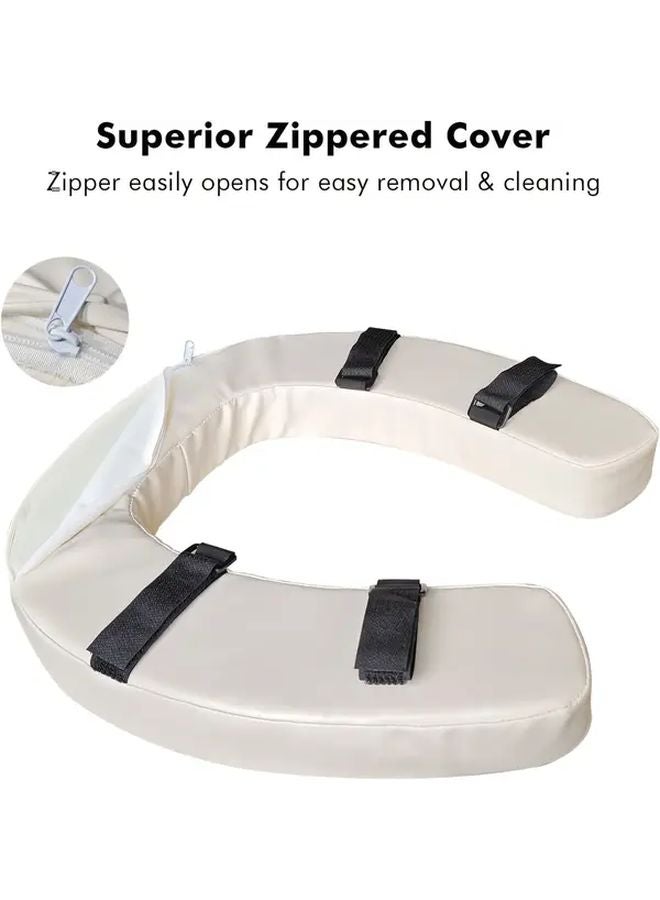 Beige Toilet Seat Riser With Arms 2 Inch Raised Height Padded Slip Resistant For Seniors - Image 4