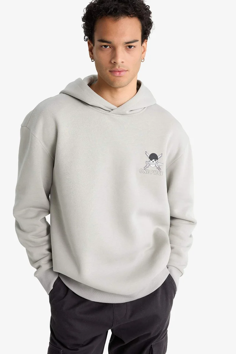 ديفاكتو One Piece Boxy Fit Hooded Printed Sweatshirt