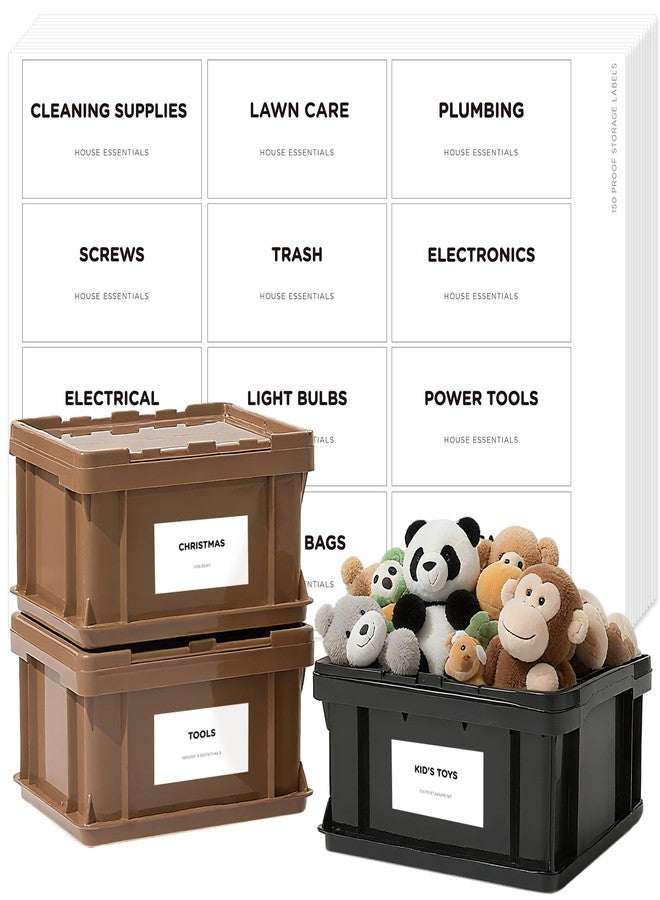 v2croft 150 Storage Bin Labels Household, v2croft Preprinted Minimalist Stickers for Containers Bins, Boxes, Organization Systems, Home Essentials, Water/Oil Resistants - Image 1