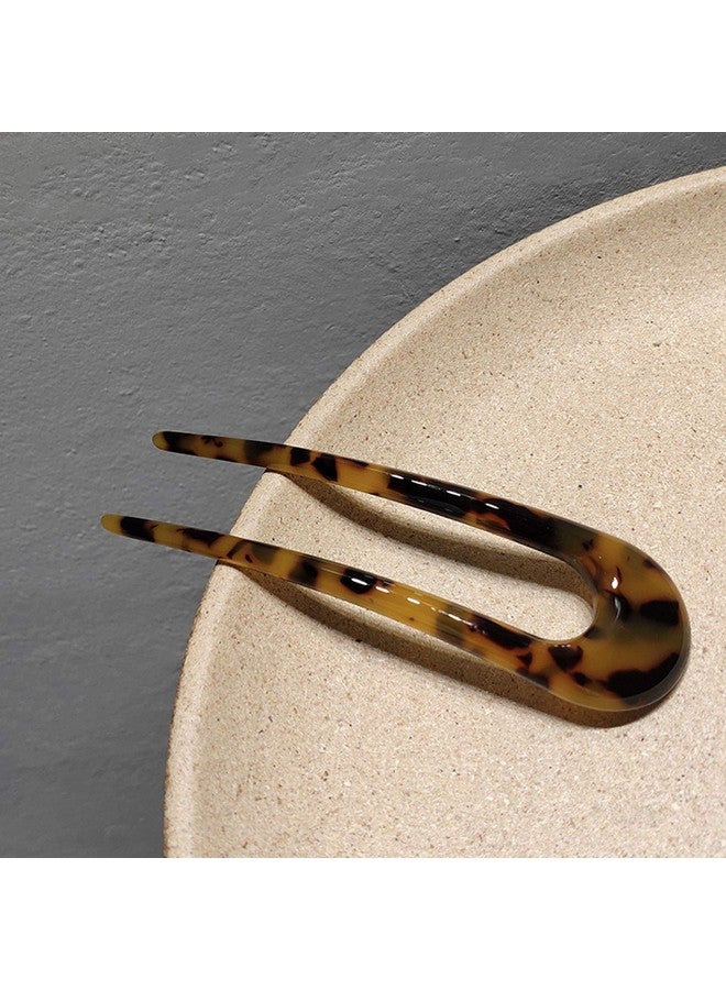 Benefree 2 Pack Benefree French Style Cellulose Acetate Tortoise Shell U Shaped Hair Pins Fork 2 Prong Updo Chignon Pin for Women Girls Hairstyle Accessories（Tortoiseshell and White Tortoiseshell) - Image 5