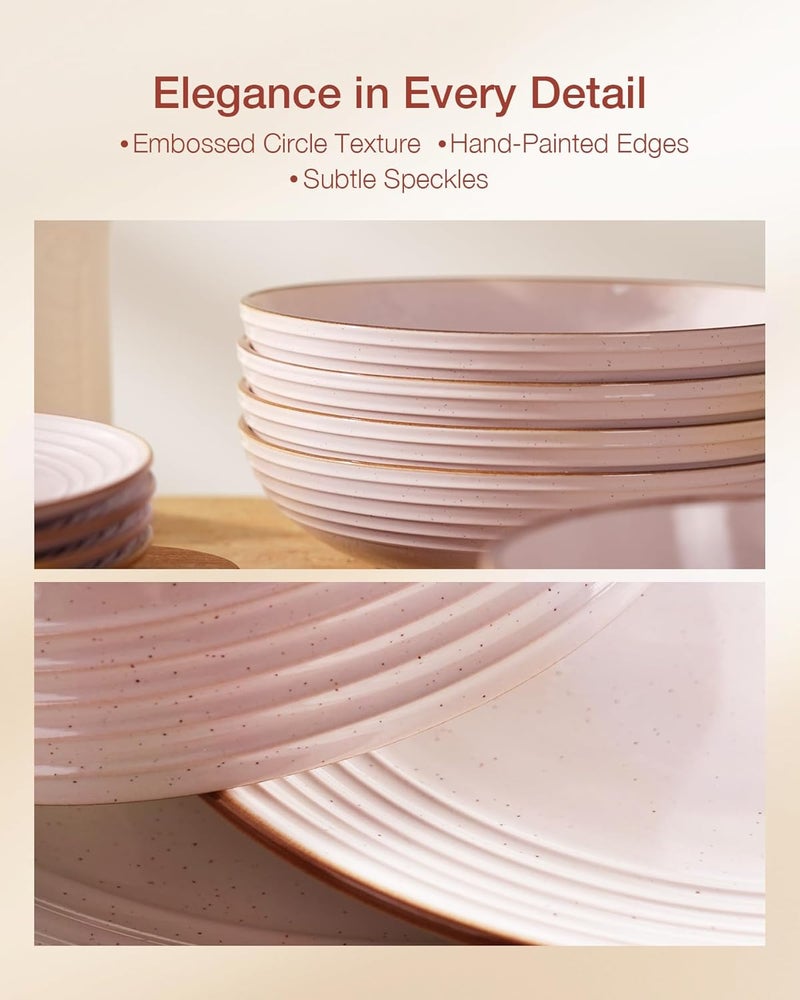 Famiware طقم أدوات المائدة فامي وير كوكب المشتري - أطباق وأوعية لعدد 4 - 12 قطعة - آمنة للاستخدام في الميكروويف وغسالة الصحون - أدوات مائدة من الحجر الخزفي مقاومة للكسر والخدوش - وردي فاتح - Image 4