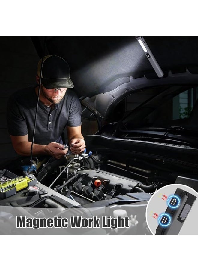 Rechargeable LED work light with white and red light modes, USB-C data cable, portable work light, 6 modes, with power indicator, waterproof, suitable for camping, emergencies and workshops (grey). - Image 3