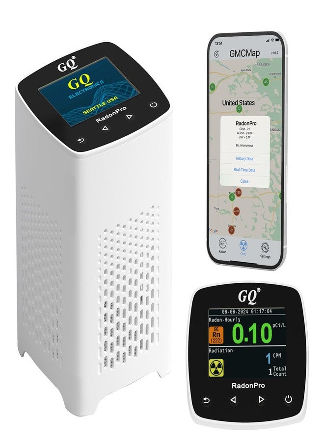 GQ Radon Detector Radon Pro 2-in-1 Radon Monitor Nuclear Radiation Detector Geiger Counter simultaneously detection fast accurate color simple display USA design - Image 1