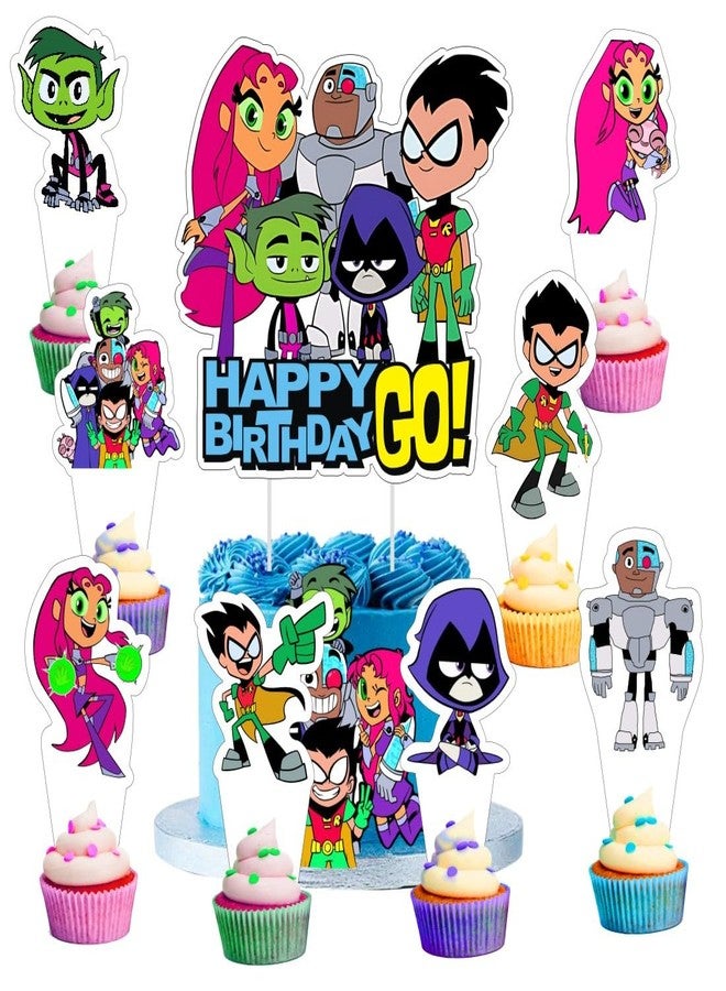 BNFUO 25Pcs Titans Cake Decorations with 24pcs Cupcake Toppers, 1pcs Big Cake Topper for Titans Birthday Party Supplies - Image 1